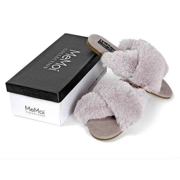 MeMoi Women's The Adela Mule Hard Criss-Cross Faux Fur Sole Slippers - Womens - Female