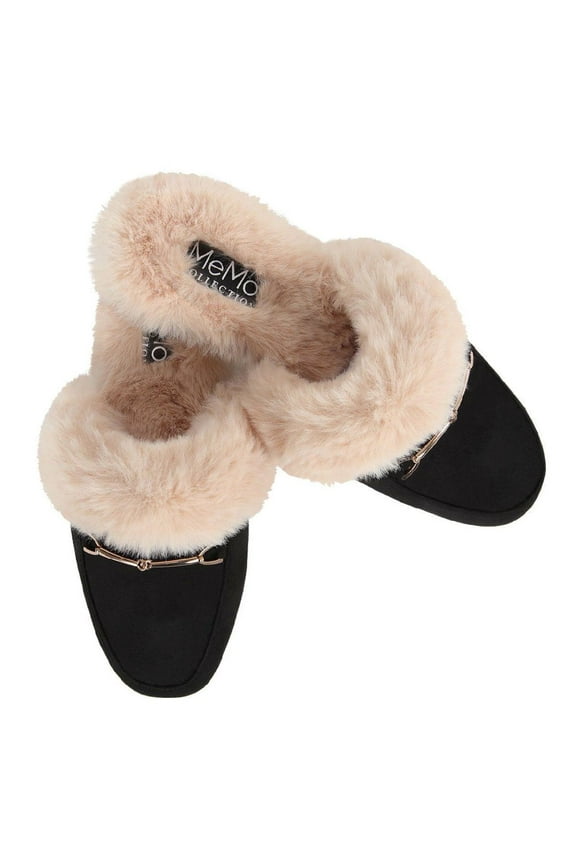 Women's The Brixton Mule Faux-Fur Lined Loafer Slippers - Womens - Female (Large, Black)