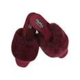 thumbnail image 1 of MeMoi Women's The Iris Wedge Plush Faux-Fur Plush Slippers - Womens - Female (Large, Burgundy), 1 of 3