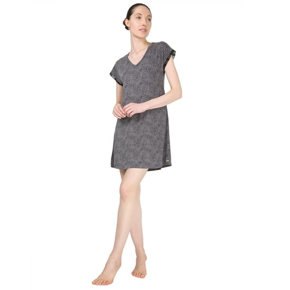 MeMoi Women's Ultra-Soft Lace Trim V-Neck Animal Print Sleep Shirt - Womens - Female