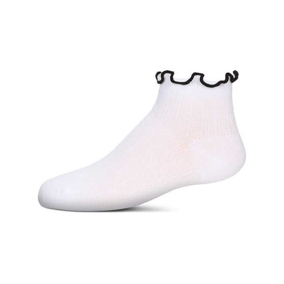 MeMoi Colored Ruffle Anklet Socks - Girls - Female, 4, Winter White-Pink