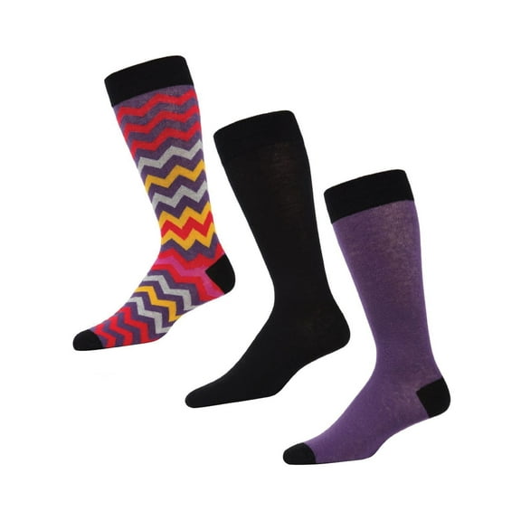 MeMoi Colorvron Cotton Blend Crew Sock 3 Pack - Mens - Male, 10-13, Black