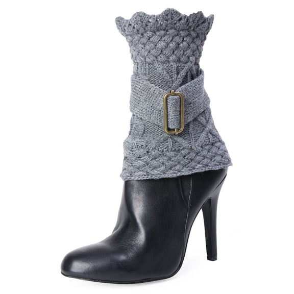 MeMoi Comet Buckle Accent Boot Topper - Womens - Female, One Size, Medium Gray Heather
