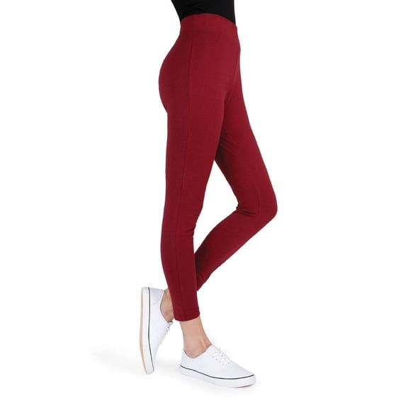 MeMoi Women's Comfort Cotton Blend Lightweight Leggings - Womens - Female (Small/Medium, Burgundy)