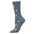 thumbnail image 1 of MeMoi Corgi Cuties Bamboo Blend Crew Sock - Womens - Female, 9-11, Med Denim Heather, 1 of 1