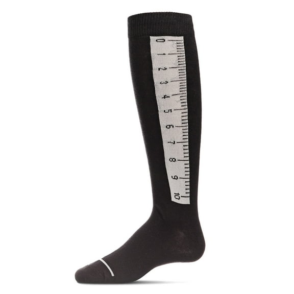 MeMoi Cotton Blend Ruler Knee High Socks - Girls - Female, 8, Black