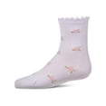thumbnail image 1 of MeMoi Cotton-Rich Scallop-Trim Crew Sock with Mini-Floral Pattern - Girls - Female, 8, White, 1 of 3