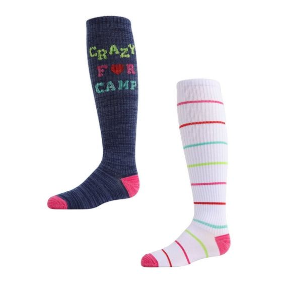 MeMoi Crazy for Camp Knee High Socks 2-Pack - Girls - Female, 9-11, Assorted