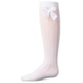 thumbnail image 1 of MeMoi  Crochet Bow Cotton Blend Knee High Sock - Girls - Female, 10, Winter White, 1 of 7