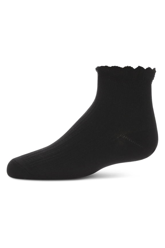 Crochet Ruffle Anklet Socks - Girls - Female, 10, Black