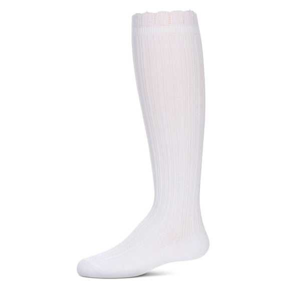MeMoi Crochet Ruffle Design Knee High Socks - Girls - Female, 12, White