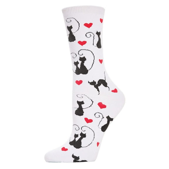 MeMoi Curly Q Love Cats Bamboo Blend Crew Socks - Mens - Male