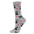 thumbnail image 1 of MeMoi Curly Q Love Cats Bamboo Blend Crew Socks - Womens - Female, One Size, Medium Gray Heather, 1 of 7