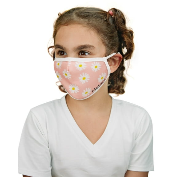 MeMoi Daisies Kids Unisex Face Covering, One Size, Pink