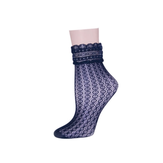 MeMoi Women's Diamond Floral Lace Anklet Socks - Womens - Female, One Size, Petal Pink