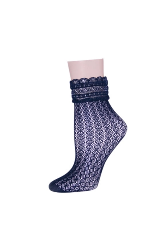 Women's Diamond Floral Lace Anklet Socks - Womens - Female, One Size, Dusty Blue
