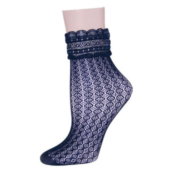 MeMoi Women's Diamond Floral Lace Anklet Socks - Womens - Female, One Size, Petal Pink