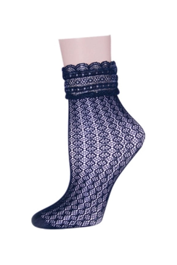 Women's Diamond Floral Lace Anklet Socks - Womens - Female, One Size, Dusty Lilac