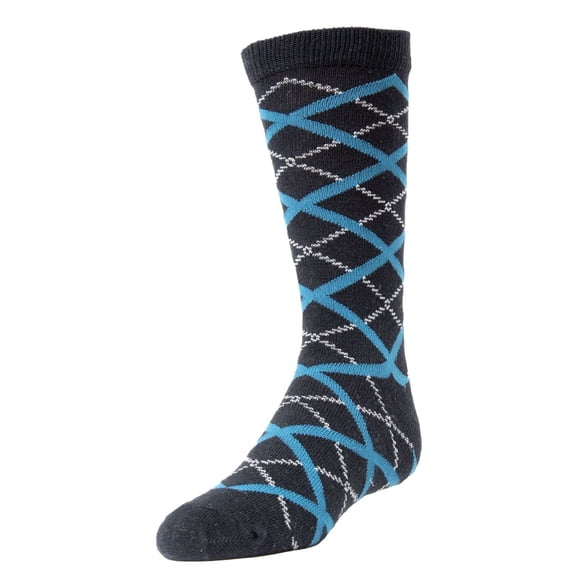 MeMoi Diamond Interlock Dress Cotton Blend Crew Socks - Boys - Male, 6-7, Navy