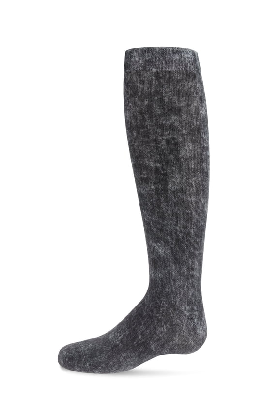 Distressed Wash Denim-Look Knee High Socks - Girls - Female, 6, Black