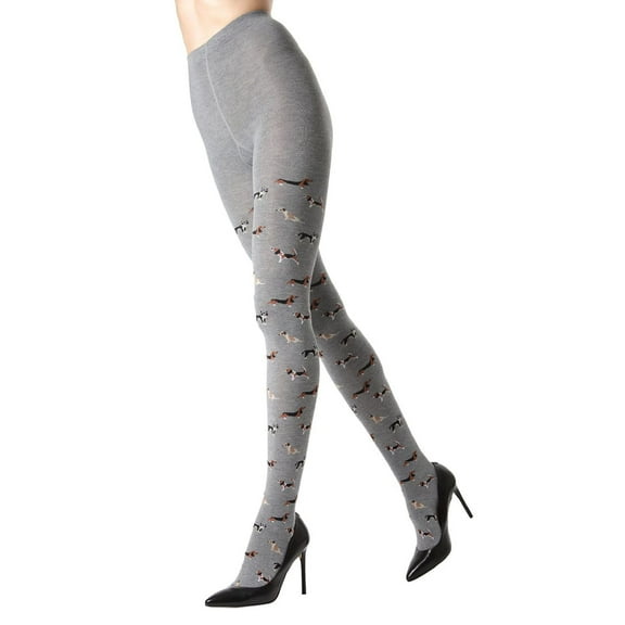 MeMoi Dog Walker Seamless Sweater Tights - Womens - Female, Medium/Large, Medium Gray Heather