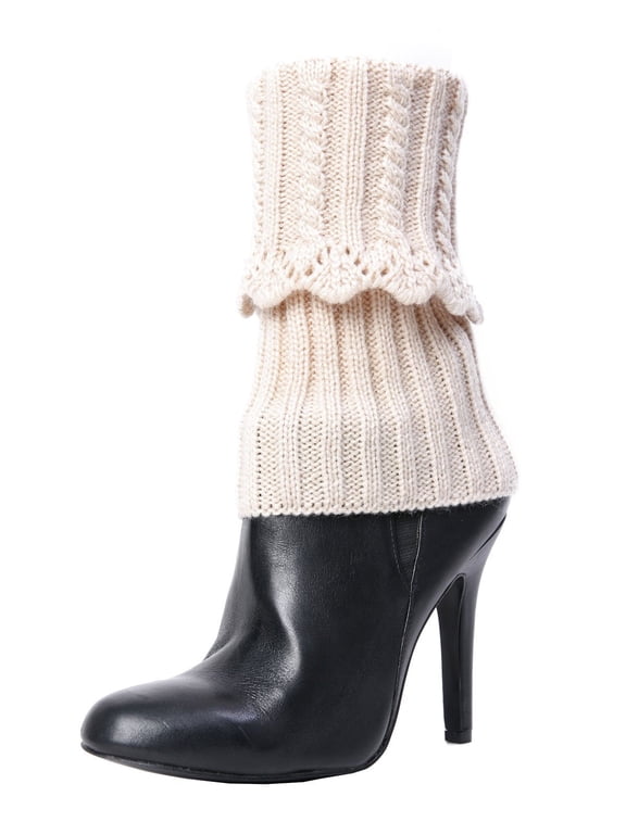 Donner Scalloped Rib Fold-Over Boot Topper - Womens - Female, One Size, Ivory