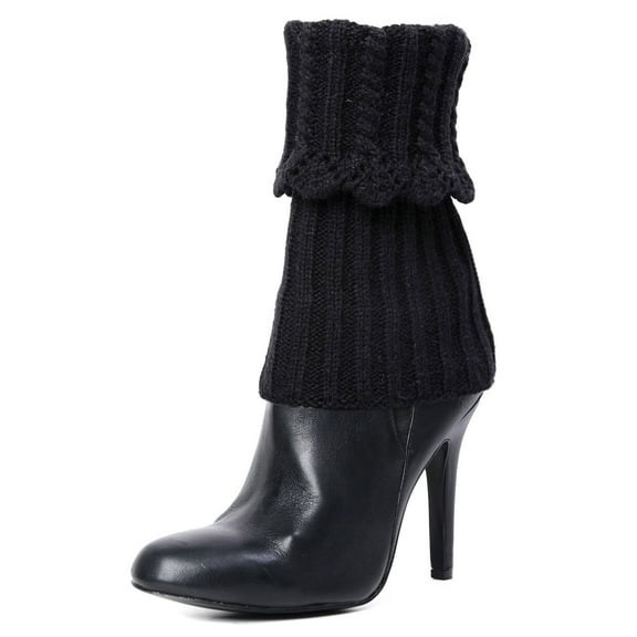 MeMoi Donner Scalloped Rib Fold-Over Boot Topper - Womens - Female (One Size, Medium Gray Heather)