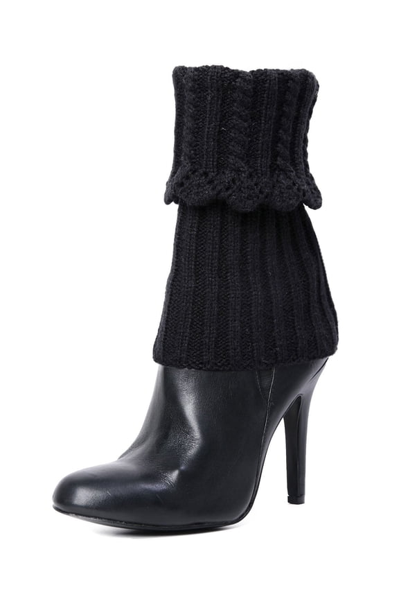 Donner Scalloped Rib Fold-Over Boot Topper - Womens - Female (One Size, Black)