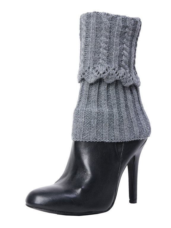 Donner Scalloped Rib Fold-Over Boot Topper - Womens - Female, One Size, Medium Gray Heather