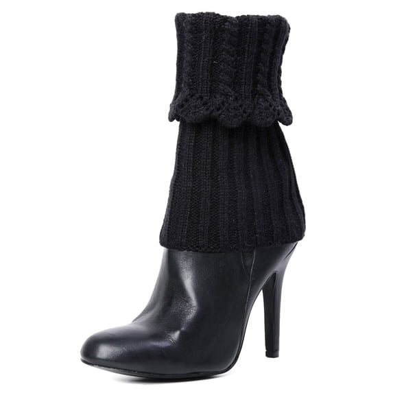 MeMoi Donner Scalloped Rib Fold-Over Boot Topper - Womens - Female, One Size, Black