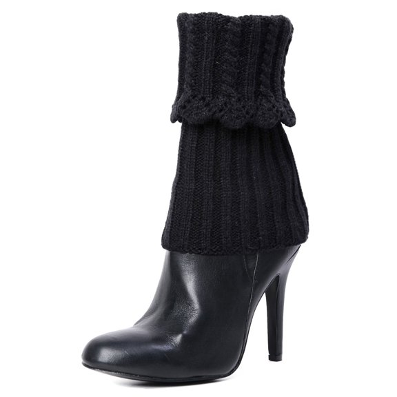 MeMoi Donner Scalloped Rib Fold-Over Boot Topper - Womens - Female, One Size, Black