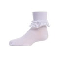 thumbnail image 1 of MeMoi Girls Layered-Lace Ruffle-Trim Cotton-Rich Ankle Sock - Girls - Female, 10, White, 1 of 12