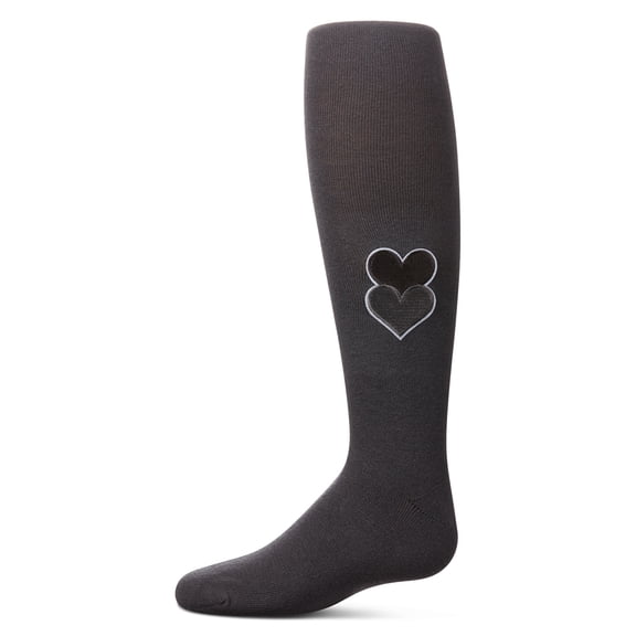 MeMoi Double Patch Heart Cotton Tights - Girls - Female, 12, Navy