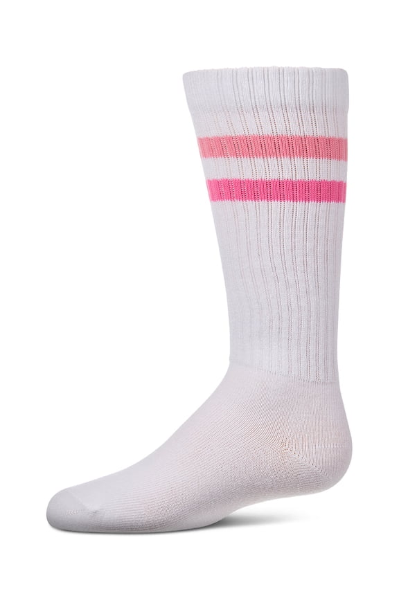 Girls Double Stripe Ribbed Cotton-Blend Varsity Knee High Sock - Girls - Female, 14, Green