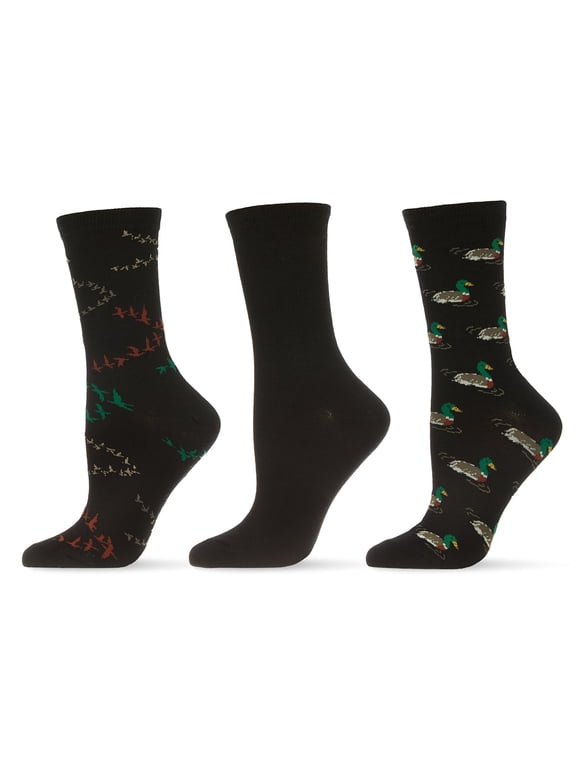 Ducks Bamboo Blend Crew 3 Pair Pack - Womens - Female, 9-11, Black