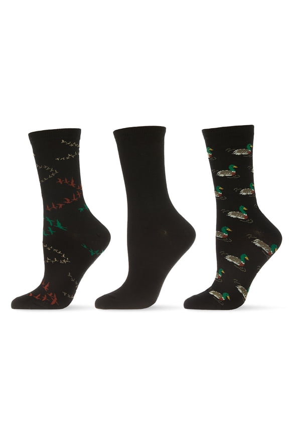 Ducks Bamboo Blend Crew 3 Pair Pack - Womens - Female, 9-11, Black