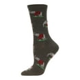 thumbnail image 1 of MeMoi Elephants in Plaid Bamboo Blend Crew Sock - Womens - Female, 9-11, Med Denim Heather, 1 of 4