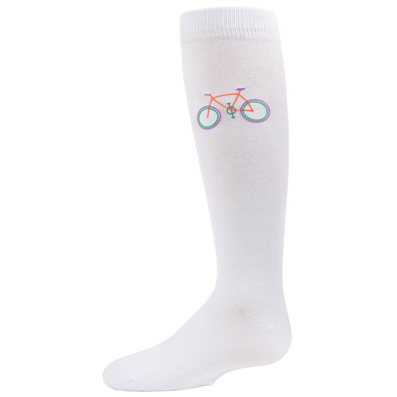 MeMoi  Embroidered Bicycle Knee-High Socks - Girls - Female, 2, Denim