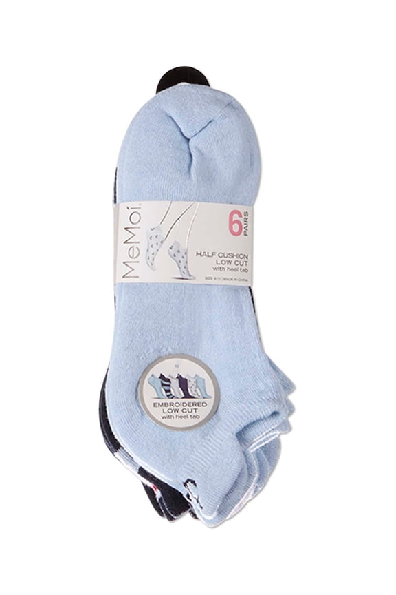 Embroidered Tab Nautical 1/2 Cushioned Tab Socks 6 - Womens - Female, 9-11, Blue Frost