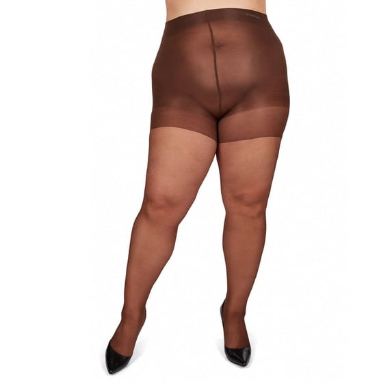 MeMoi Energizing Plus Size Curvy Control Top Pantyhose - Womens - Female, 5X/6X, French Coffee