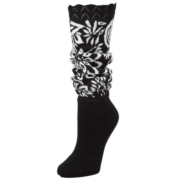 MeMoi Entrega Floral Slouched Extended Warm Crew Sock - Womens - Female, 9-11, Dark Gray Heather
