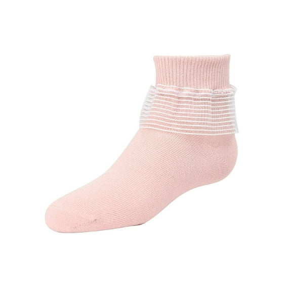 MeMoi Far Out Cotton Blend Lace Ruffle Socks - Girls - Female, 12, Pale Blush