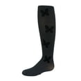 thumbnail image 1 of MeMoi  Flocked Butterfly Opaque Nylon Tights - Girls - Female, 10-12, Black, 1 of 2