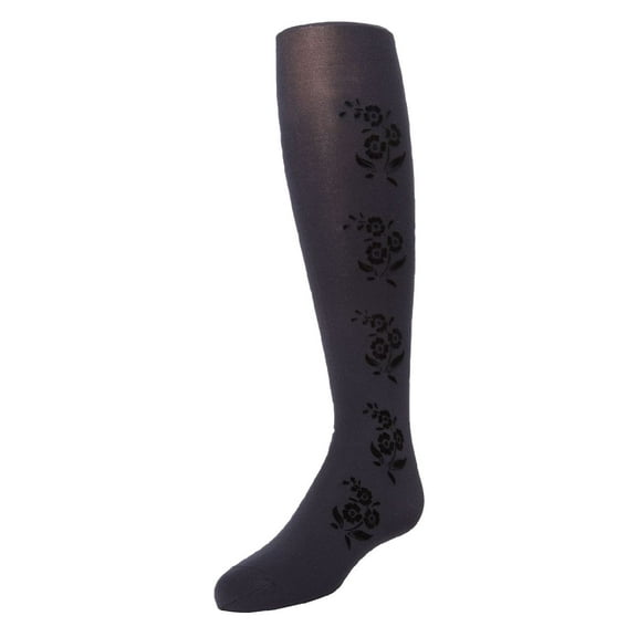 MeMoi  Flocked Floral Opaque Tights - Girls - Female, 12-14, Black