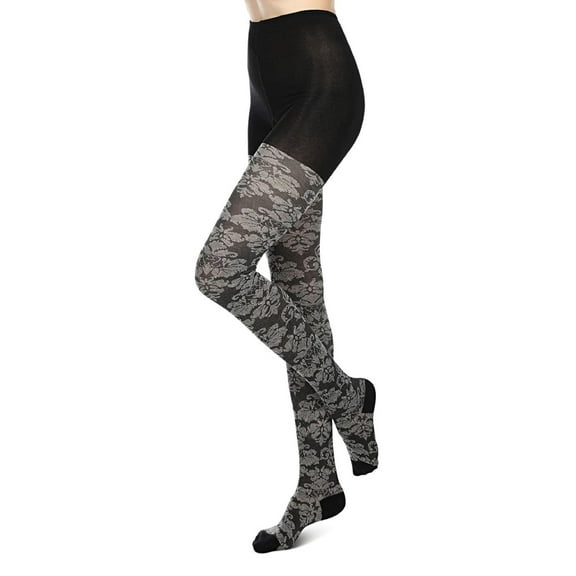 MeMoi Women's Floral Paisley Patterned Sweater Tights - Womens - Female, Medium/Large, Black