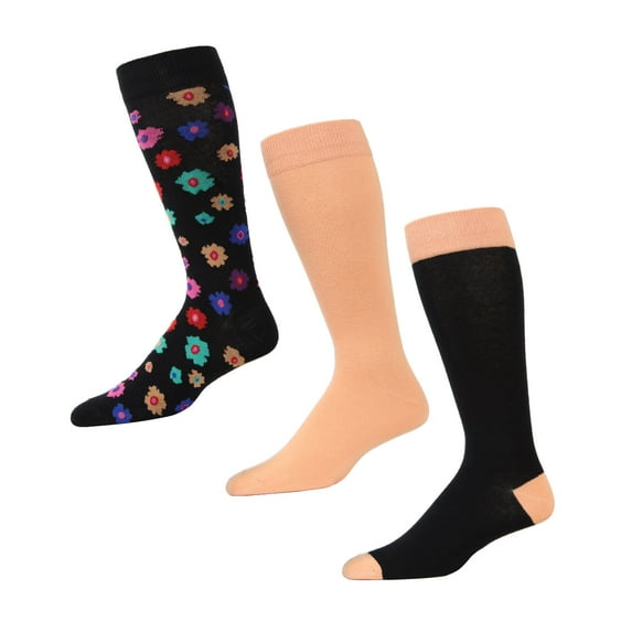 MeMoi Flower Power Cotton Blend Crew Sock 3 Pack - Mens - Male, 10-13, Black