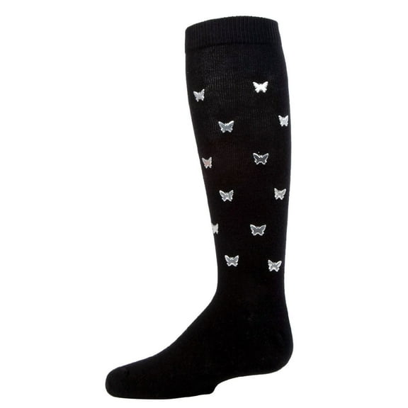 MeMoi Fly Sky High Butterfly Cotton Blend Knee Socks - Girls - Female, 10, Black