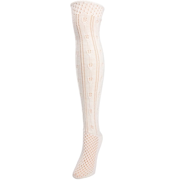MeMoi Fondant Crochet Stripe Over the Knee Boot Sock - Womens - Female, 9-11, Eggplant