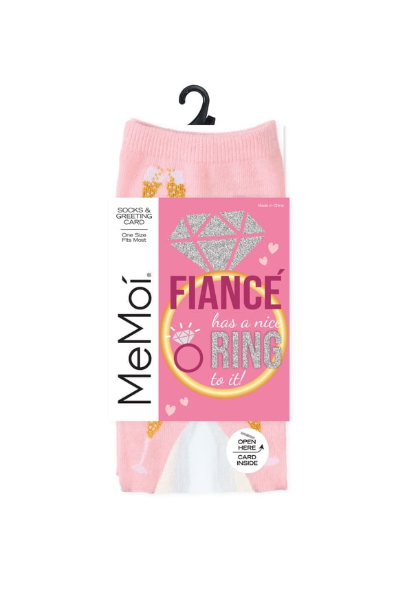 Future Mrs. Greeting Card Crew Socks - Womens - Female, One Size, Light Pink