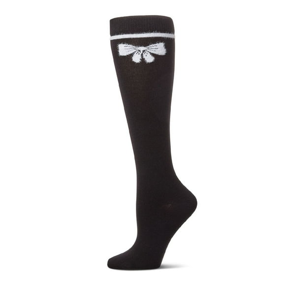 MeMoi Fuzzy Bow Knee High Socks - Girls - Female, 6, Black